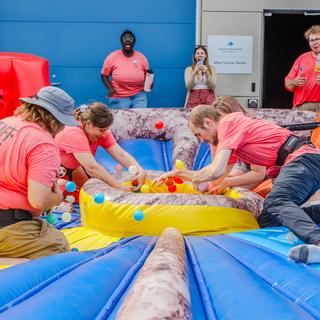 playing on the inflatables