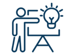 Person giving a presentation of new ideas. 