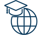Globe and graduate cap. 