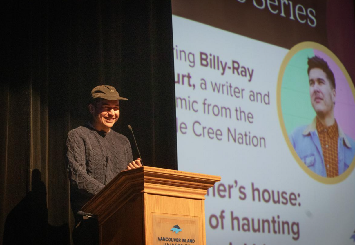 Billy Ray Belcourt speaking at VIU